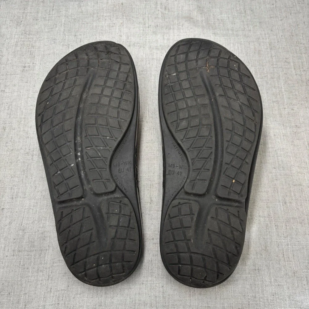 OOFOS OOriginal Recovery Sandals Black Mens 8 Womens 10 Thong Flip Flops EU 41